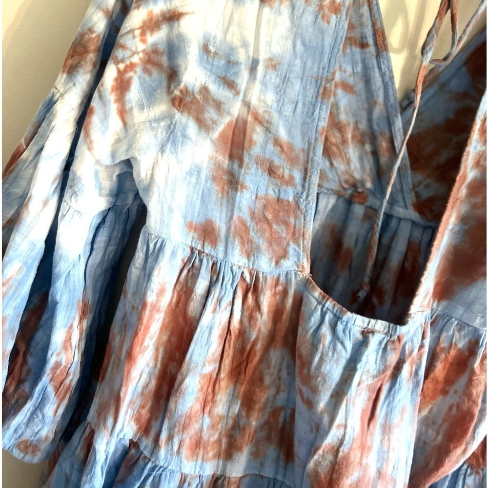 Young Fabulous & Broke Marley in Blue Fog Tie Dye V-Neck Dress Small - Picture 10 of 11